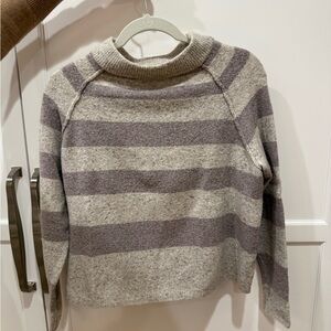 Free People Gray and Cream Striped Sweater